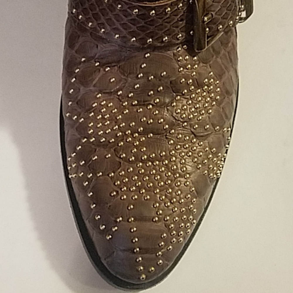 Chloe Susanna Brown Python Booties - image 7